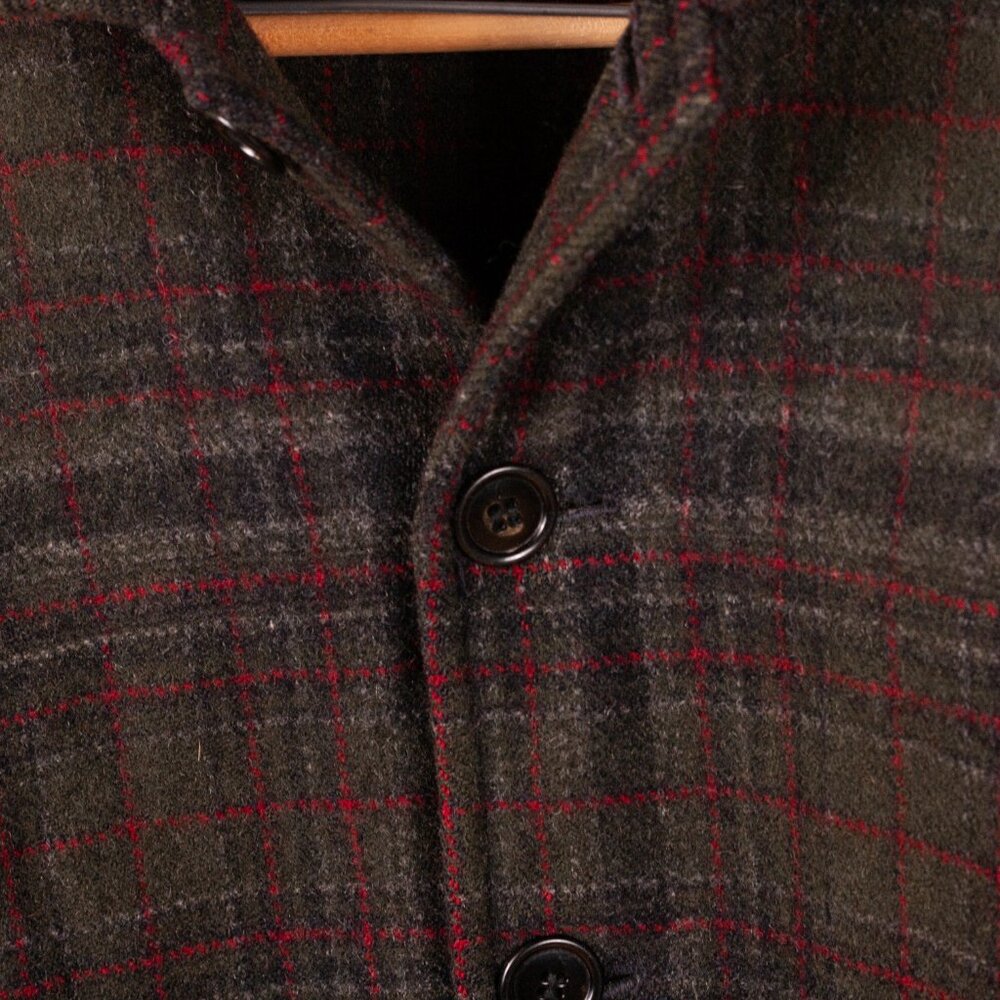 Vintage Green & Gray Plaid Wool Jacket - Women's Large - Picture 5 of 7